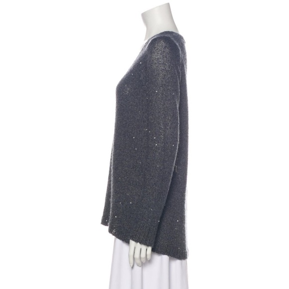 White + Warren Sequin V Neck Alpaca Blend Sweater - Picture 2 of 4